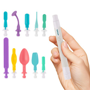 TalkTools Sensi Oral Sensory Therapy Tool with Soft Sensi Jaw Tips (Grey, 10 Tips Set - Grey)