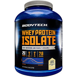 BODYTECH Whey Protein Isolate Powder - 25g Protein per Serving with BCAAs - Fast-Absorbing for Muscle Growth & Recovery - Vanilla (5 lb, 71 Servings)