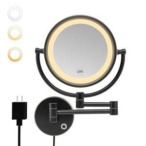 GURUN 8.5 Inch Magnifying Makeup Mirror with 3 Tones Dimmable LED Lights Double Sided Touch Control Vanity Mirror for Bathroom with 10X Magnification