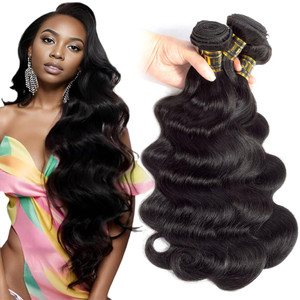 QTHAIR 18A Brazilian Virgin Hair Body Wave Human Hair(18" 20" 20",300g, Natural Black) 100% Unprocessed Body Wave Brazilian Virgin Hair Weave Natural