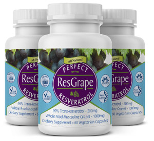 Perfect Supplements  Perfect ResGrape Resveratrol  60 Capsules  Trans-Resveratrol & Organic Muscadine Grapes - 3 Pack