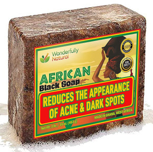 Wonderfully Natural Organic African Black Soap - 5 Pound Best for Acne, Eczema, Dry Skin, Psoriasis, Scars, Dermatitis, White Heads Pimples, Face & B
