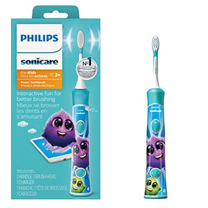 Philips Corded Electric Sonicare Kids Rechargeable Toothbrush with Built-in Bluetooth 2-Pack