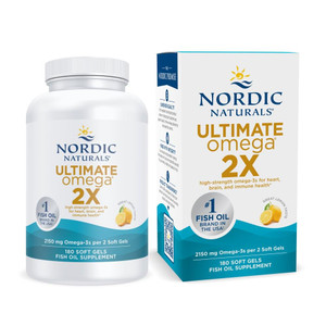 Nordic Naturals Ultimate Omega 2X, Lemon Flavor - 180 Soft Gels - 2150 mg Omega-3 - High-Potency Fish Oil with EPA & DHA - Promotes Brain & Heart Hea