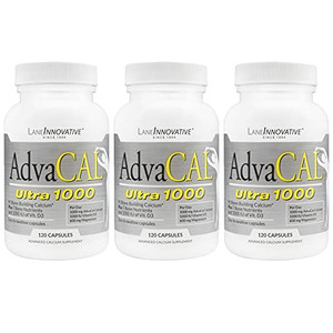 Lane Innovative - AdvaCAL Ultra 1000, Bone-Building Calcium*, Including Vitamin D3 and Magnesium, Easy Absorption (120 Servings) | Pack of 3
