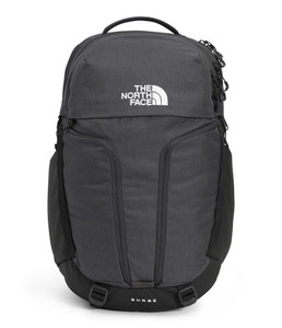 The North Face Surge Commuter Laptop Backpack - Daypack, Water Repellent, 16" Laptop Sleeve, Reflective Details, Asphalt Grey Light Heather/TNF Black