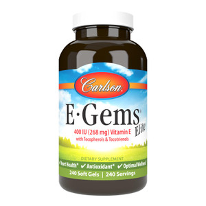 Carlson - E-Gems Elite, 400 IU Vitamin E with Tocopherols & Tocotrienols, Vitamin E Capsules, Heart Health & Optimal Wellness, Antioxidant, Vitamin E