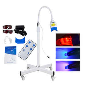 3 Colors Teeth Whitening Machine LED Light, Mobile 36W Dental Teeth Whitening Lamp Bleaching, Blue/Red/Purple Tooth Whitener Cold Light with Remote C