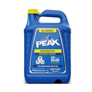 PEAK All Vehicles 50/50 Prediluted Antifreeze and Coolant for All Engine Cooling Systems, Long-Lasting Yellow Engine Coolant/Antifreeze for Year-Roun