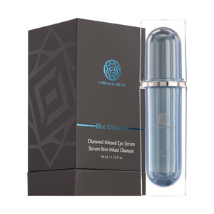 Forever Flawless Diamond Infused Eye Serum. Blue Diamond Eye Serum Formulated to Diminish Puffiness, Bags, Dark Circles, Wrinkles, and Fine-Lines aro