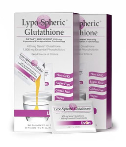 LypoSpheric Glutathione - 2 Cartons (60 Packets)  450 mg Glutathione Per Packet  Liposome Encapsulated for Improved Absorption Professionally For