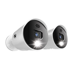 Night Owl Wired 4K UHD Indoor/Outdoor Add On Spotlight Cameras with Preset Voice Alerts and Built-in Camera Siren (Requires Compatible BTD8 Series DV