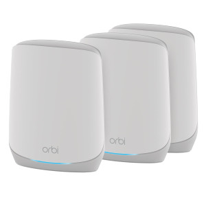 NETGEAR Orbi Whole Home Tri-Band WiFi 6 Mesh Network System (RBK753P)  Router with 2 Satellite Extenders  Security Features - Coverage up to 7,500