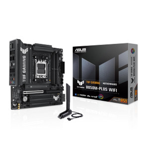 ASUS TUF Gaming B850M-PLUS WiFi AMD AM5 B850 mATX Motherboard, 14+2+1 80A DrMOS Stages, DDR5, PCIe 5.0, 3X M.2, Wi-Fi 6E, 2.5Gb LAN, DP, HDMI, USB 1