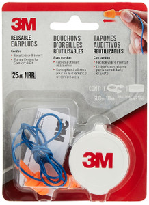 3M Safety Corded Reusable Earplugs, 90586-00000T