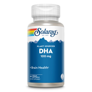 SOLARAY DHA Supplements 100 mg - D H A Omega 3 Fatty Acids for Wellness Support, Prenatal DHA Omega 3 Supplement - Plant Sourced from Algae Oil - 60-