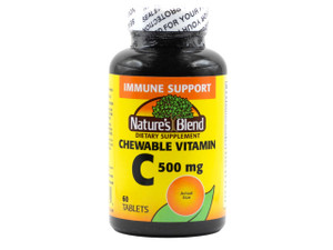 Chewable Vitamin C. Great tasting low sugar essential vitamin, does not promote tooth decay. 500mg, 60 Tablets.
