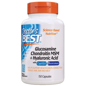 Doctors Best Glucosamine Chondroitin MSM + Hyaluronic Acid, 150 Caps