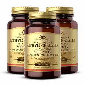 Solgar Methylcobalamin (Vitamin B12) 5000 mcg, 60 Nuggets (Pack of 3) - Cherry Flavor - Supports Energy Metabolism - Body-Ready, Active Form - Non-GM