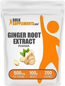 BulkSupplements.com Ginger Root Extract Powder - Ginger Supplement, Ginger Root Powder - Herbal Supplement, Gluten Free, 500mg per Serving, 500g (1.1