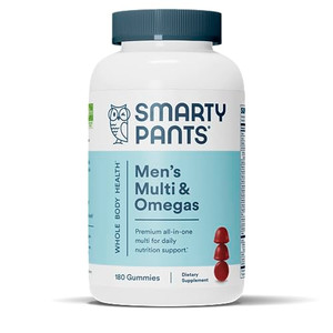SmartyPants Multivitamin for Men, Gummies: Omega 3 Fish Oil (EPA/DHA), Methylfolate, CoQ10, Vitamin D3, C, Vitamin B12, B6, A, K & Zinc for Immune Su
