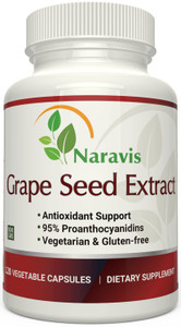 Naravis Grape Seed Extract 400mg - 120 Vegetarian Capsules with 95% Proanthocyanidins - Natural Non-GMO Antioxidant Supplement - Grapeseed Extract Ca