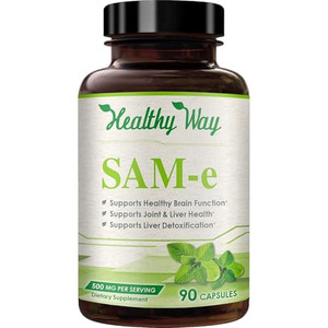 Healthy Way 500mg SAM-e Supplement - High Strength 500mg S-Adenosyl-L-Methionine Capsules for Joint Brain Liver and Mood Support - Non-GMO High Absor
