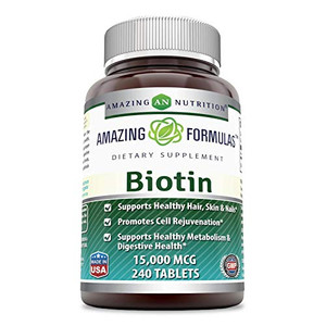 Amazing Formulas Biotin 15000 mcg - Supports Healthy Hair, Skin & Nails - Promotes Cell Rejuvenation - Supports Healthy Metabolism & Digestive Health