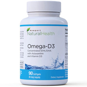 Newport Natural Health Omega-D3, Concentrated EPA & DHA, Astaxanthin & Vitamin D3 | Superior DHA & EPA Ratio for Heart, Brain, Joint & Immune Health,