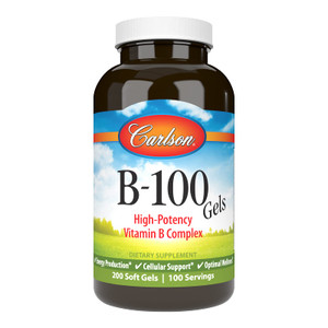 Carlson - B-100 Gels, High-Potency Vitamin B Complex, Energy Production, Cellular Support & Optimal Wellness, 200 Softgels
