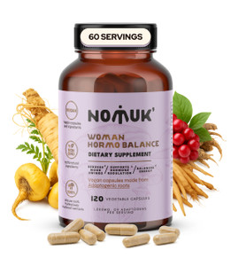 Nomuk Woman Hormo Balance Adaptogens Supplements with Maca Panax Ginseng Shatavari Schisandra Formula Designed for Womens Wellness & Hormone Harmony