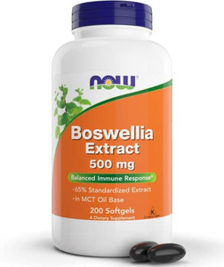 Now Boswellia Serrata Extract 500 mg, 200 Softgels - Gum Resin in MCT Oil Base - Herbal Supplement