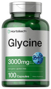 Horbäach Glycine 3000mg Supplement | 100 Powder Capsules | Free Form Amino Acid | Non-GMO, Gluten Free Supplement