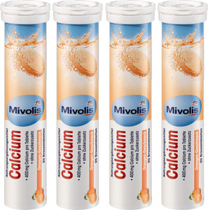 Mivolis Calcium effervescent Tablets - Dietary Supplements 4 Packs x 20 pcs | Germany