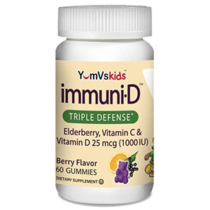 ImmuniD Elderberry Gummies for Kids by YumVs | Immune Support, Vitamin C & Vitamin D | Complete Immune System Support | Natural Berry Flavor Chewable