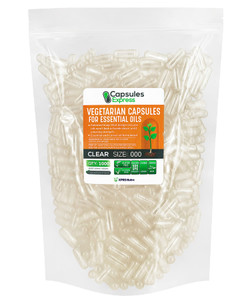 XPRS Nutra Size 0 Empty Vegan Capsules - 1000 Count Clear Veggie Capsules for Essential Oils - Empty Vegetable Caps - DIY Filling Works with Most Oil