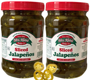Mrs Kleins Jalapenos Sliced Jar (32oz Pack of 2)-Hot Pickled Jalapenos-Tangy, spicy and crispy-For tacos, pizza toppings, burritos, chili, sauces-Ket