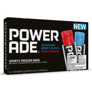 Powerade Sports Freezer Bars 1.5 oz Refreshing Ice Pops with Electrolytes B Vitamins  Naturally Flavored, Mountain Berry Blast and Fruit Punch, 2Pac