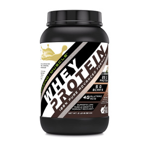 Amazing Muscle Whey Protein Isolate & Concentrate Supplement | Coconut Flavor | 25 G | 2 Lb (0.90 Kg) | Non-GMO | Gluten-Free | Made in USA