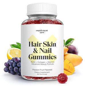 Supplement Spot Hair Skin and Nails Vitamins, 6000 mcg Biotin Gummies w/Collagen, Passion Fruit Flavored Hair Vitamins, Gluten Free Collagen Suppleme
