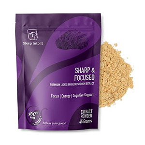 Steep Into It Organic Lions Mane Mushroom Supplement - Lions Mane Extract Powder for Mental Clarity, Focus and Cognitive Function (45g, 30 Servings)
