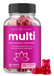 NutraChamps Multivitamin for Women, 120 Count, Vitamins A, B, C, D, E, Biotin, Folic Acid, Womens Gummy Multivitamins, Chewable Daily Multi Gummy Vit