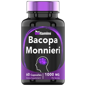 tnvitamins Bacopa Monnieri Capsules 1000 MG (60 Capsules) | Nootropic Brain Support Supplement* | Bacopa Leaf Extract Powder Pills