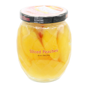 MW Polar Peach Slices in Light Syrup, glass jar 10oz (pack of 12)