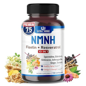 Ultra Herbs NMNH 10-in-1  Fisetin, Resveratrol, Spermidine, Elderberry, Ashwagandha, Echinacea, Ginger, Turmeric  Healthy Aging & Vitality Support