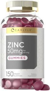 Carlyle Zinc 50mg Gummies | 150 Count | Vegan, Non-GMO and Gluten Free Formula | Zinc Citrate Dietary Supplement