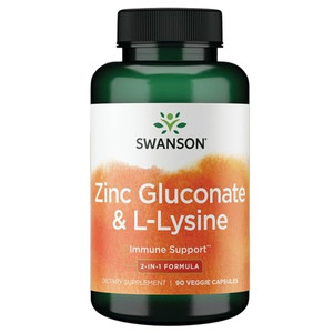 Swanson Zinc Gluconate '&' L-Lysine - 2-in-1 Formula 90 Veg Caps