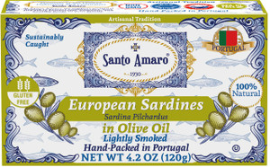 Santo Amaro - Authentic European Sardines in Olive Oil, Wild Caught and Hand-Packed in Portugal, Lightly Smoked Canned Sardines with 20g Protein, Ket