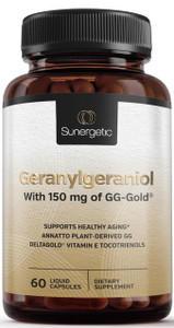 Sunergetic Premium Geranylgeraniol Supplement - GG-Gold 150mg with DeltaGold Vitamin E Tocotrienols- Annatto Derived GG for Statin Users, Heart Healt