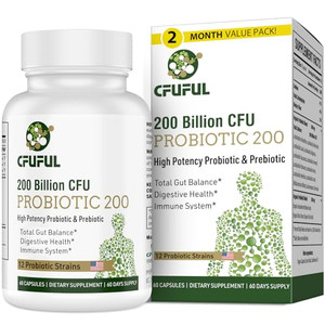 Probiotics for Women & Men, 200 Billion CFU 12 Strains with 3 Organic Prebiotics and Probiotics for Digestive Health Gut, Immune, Bloating & Gas, Ene